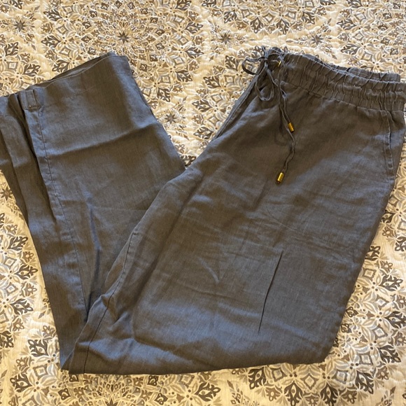Ellen Tracy Grey Linen Pants 